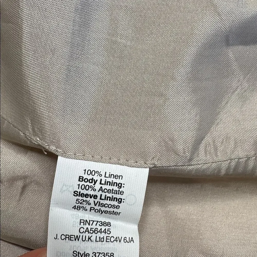 J. CREW Women’s Linen Mint Green 2 Button Blazer Jacket